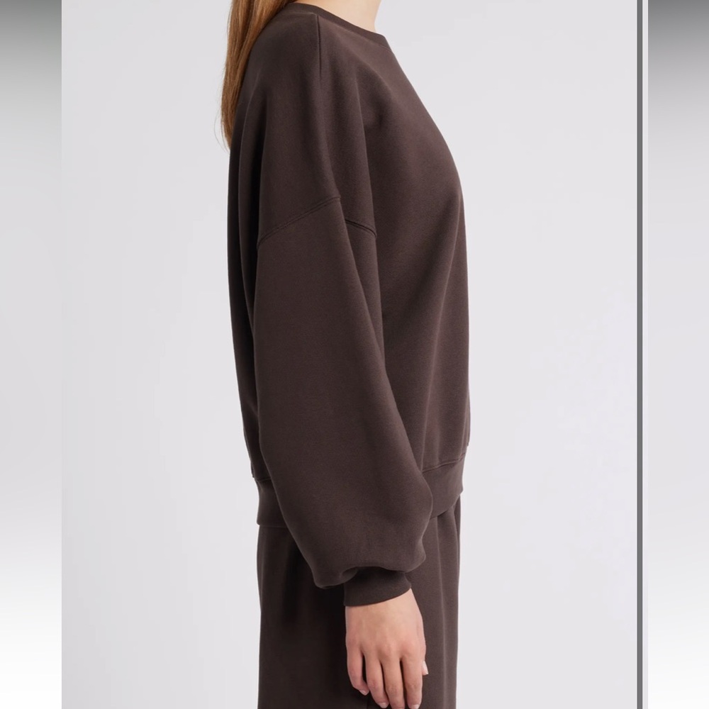 NWT $248 Frame Denim Dark Brown Travel Crew Sweatshirt Size XS - Picture 9 of 12